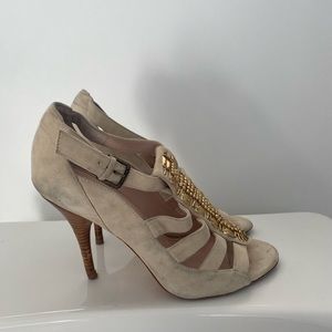 SAKS FIFTH AVENUE Vintage suede with gold design